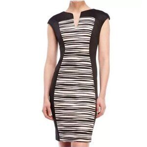 Connected Apparel Black Light Pink Panel Scuba Sheath Dress Size 14 Classy Women